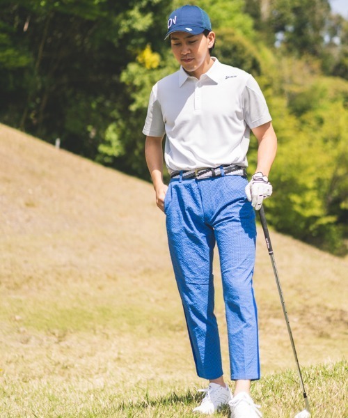 Srixon - スリクソン【エアスルー】９分丈サイドメッシュ　ギンガムチェック柄サッカーパンツ Srixon - スリクソン【エアスルー】9分丈サイドメッシュ