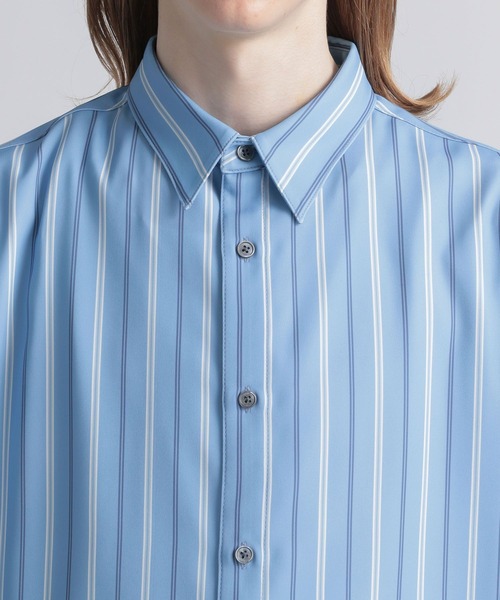 HARE（ハレ）の「トロミストライプシャツ(HARE)（シャツ/ブラウス・メンズ・パープル/ブラック/オフホワイト/ブルー/カーキ・FREE）」の21枚目の写真