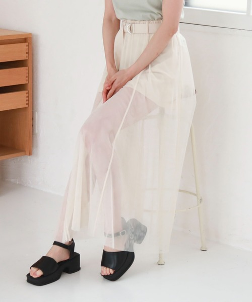 archives(アルシーヴ)の「レイヤードチュールスカート×ショートパンツ(スカート・レディース・ブルー/アイボリー/ブラック・MEDIUM)」の2枚目の写真