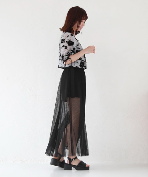 archives(アルシーヴ)の「レイヤードチュールスカート×ショートパンツ(スカート・レディース・ブルー/アイボリー/ブラック・MEDIUM)」の11枚目の写真