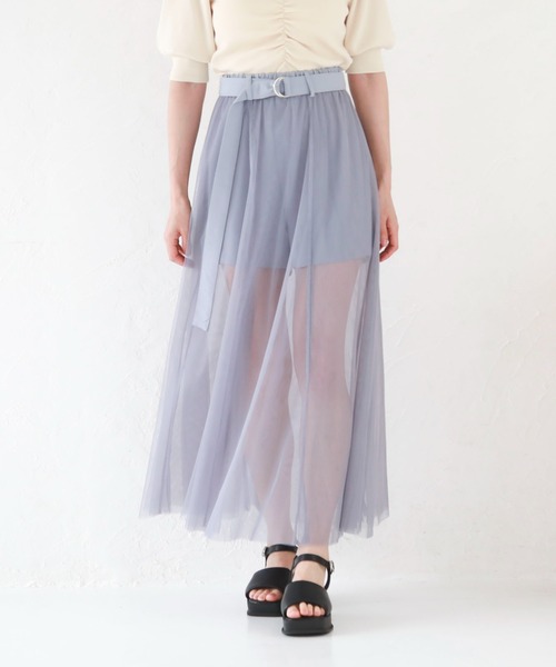 archives(アルシーヴ)の「レイヤードチュールスカート×ショートパンツ(スカート・レディース・ブルー/アイボリー/ブラック・MEDIUM)」の16枚目の写真