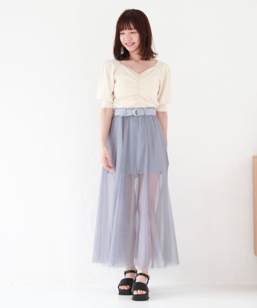 archives(アルシーヴ)の「レイヤードチュールスカート×ショートパンツ(スカート・レディース・ブルー/アイボリー/ブラック・MEDIUM)」の13枚目の写真