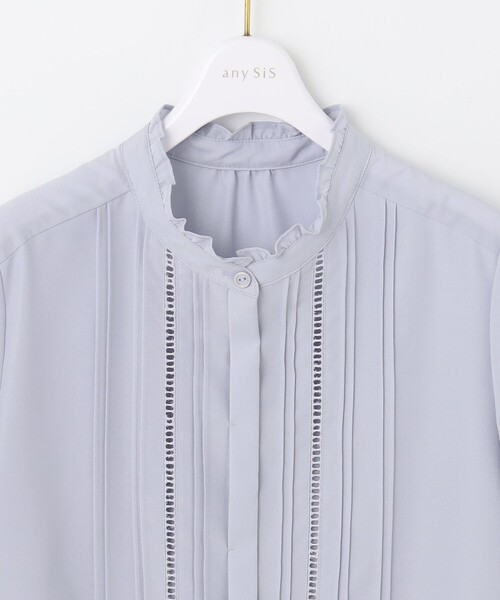 ANY SIS(エニィスィス)の「【洗える】フリルスタンドピンタック ブラウス(シャツ/ブラウス・レディース・ホワイト系/ライトグレー系/スカイブルー系・2)」の14枚目の写真