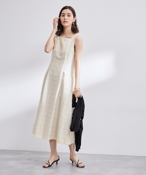 ROPE'（ロペ）の「【雑誌掲載】【洗える】スクエアネックワンピース/セット対応（ワンピース・レディース・キャメル/ホワイト系その他5・38）」の3枚目の写真