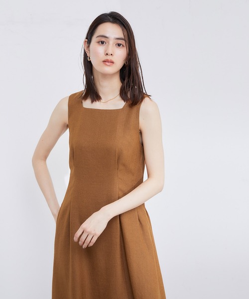 ROPE'（ロペ）の「【雑誌掲載】【洗える】スクエアネックワンピース/セット対応（ワンピース・レディース・キャメル/ホワイト系その他5・38）」の8枚目の写真