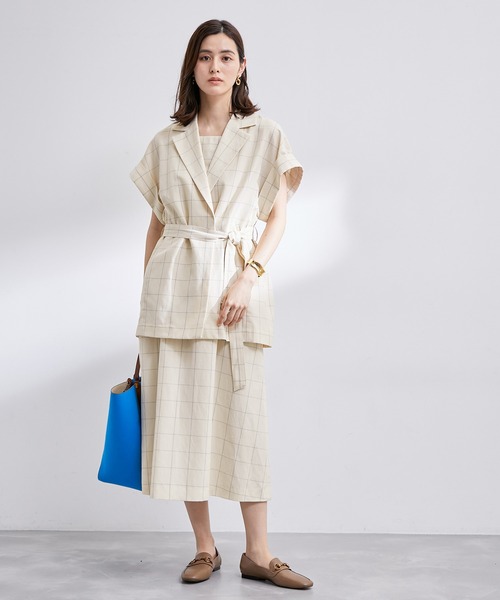 ROPE'（ロペ）の「【雑誌掲載】【洗える】スクエアネックワンピース/セット対応（ワンピース・レディース・キャメル/ホワイト系その他5・38）」の9枚目の写真