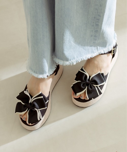 OLIVE des OLIVE（オリーブデオリーブ）の「リボン×ジュートモールドサンダル　1031130140（サンダル・レディース・アイボリー/ブラック・SMALL/MEDIUM/LARGE）」の12枚目の写真