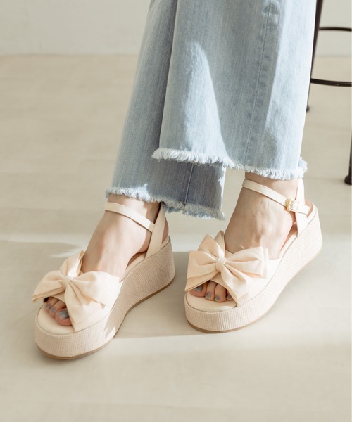 OLIVE des OLIVE（オリーブデオリーブ）の「リボン×ジュートモールドサンダル　1031130140（サンダル・レディース・アイボリー/ブラック・SMALL/MEDIUM/LARGE）」の3枚目の写真