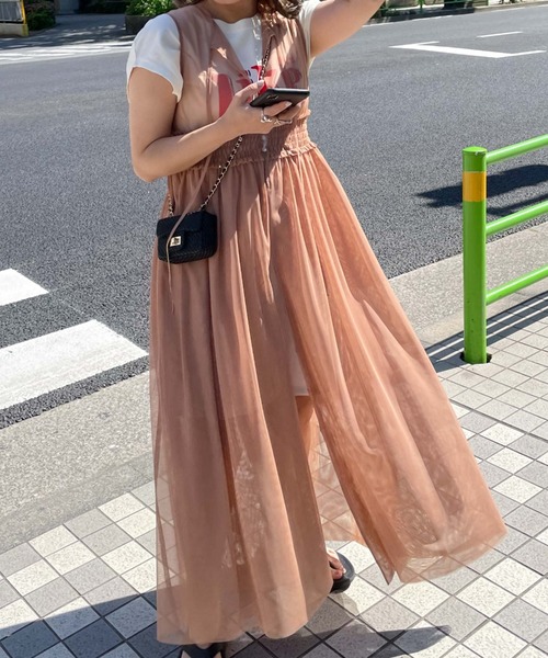 archives(アルシーヴ)の「【LIMITED】3WAY TULLE SHEER NOSLEEVE ONEPIECE(ワンピース・レディース・ブラック/ピンクベージュ/アイボリー・MEDIUM)」の12枚目の写真