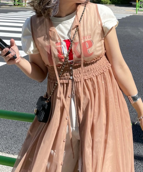 archives(アルシーヴ)の「【LIMITED】3WAY TULLE SHEER NOSLEEVE ONEPIECE(ワンピース・レディース・ブラック/ピンクベージュ/アイボリー・MEDIUM)」の14枚目の写真