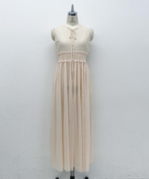 archives(アルシーヴ)の「【LIMITED】3WAY TULLE SHEER NOSLEEVE ONEPIECE(ワンピース・レディース・ブラック/ピンクベージュ/アイボリー・MEDIUM)」の4枚目の写真