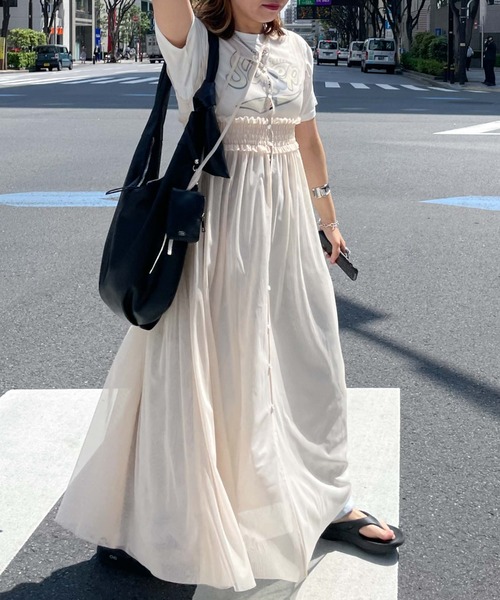 archives(アルシーヴ)の「【LIMITED】3WAY TULLE SHEER NOSLEEVE ONEPIECE(ワンピース・レディース・ブラック/ピンクベージュ/アイボリー・MEDIUM)」の16枚目の写真