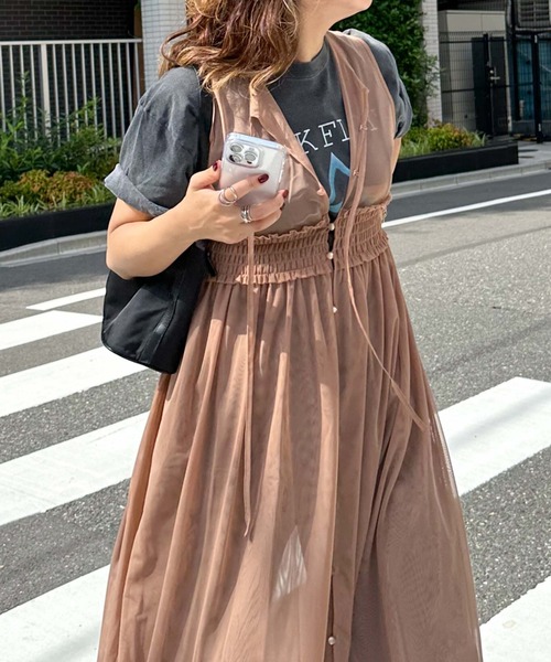 archives(アルシーヴ)の「【LIMITED】3WAY TULLE SHEER NOSLEEVE ONEPIECE(ワンピース・レディース・ブラック/ピンクベージュ/アイボリー・MEDIUM)」の9枚目の写真
