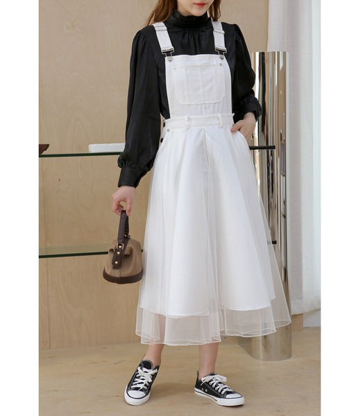 gossip!ロサンゼルス(ゴシップロサンゼルス)の「ティアード・サロペット(サロペット/オーバーオール・レディース・ブラウン/ホワイト/ブラック・FREE)」の6枚目の写真