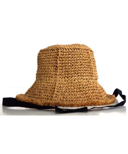 mimis（ミイーミイーズ）の「ペーパーコマ編みパネルフリンジヒモ付きハット（ハット・レディース・ブラック/ナチュラル/ベージュ・FREE）」の10枚目の写真