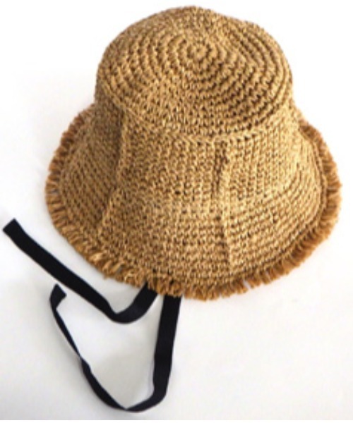 mimis（ミイーミイーズ）の「ペーパーコマ編みパネルフリンジヒモ付きハット（ハット・レディース・ブラック/ナチュラル/ベージュ・FREE）」の9枚目の写真