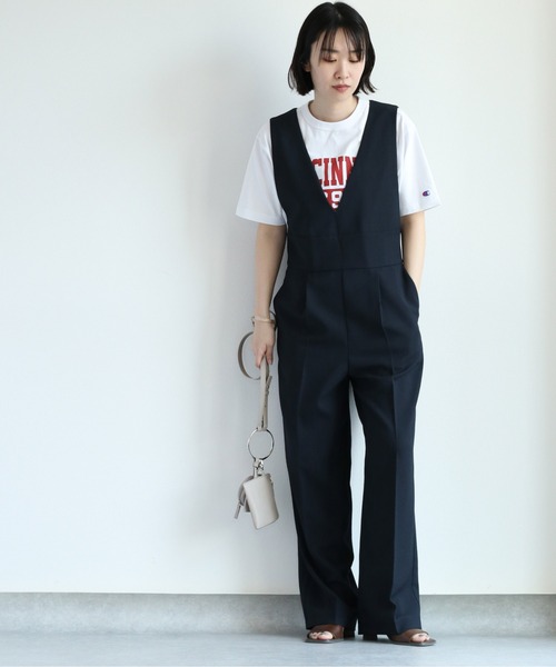 cepo（セポ）の「リネンライクサロペット セットアップ可能（サロペット/オーバーオール・レディース・グリーン/ブラック・M/L）」の3枚目の写真