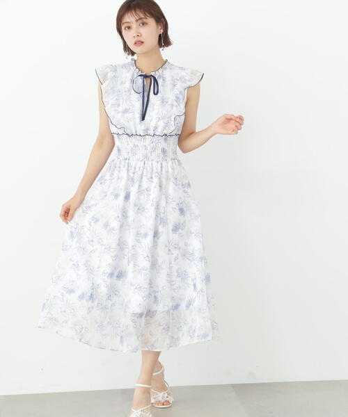 JILLSTUART アーティプリントワンピース　ブルー JILL by JILL STUART（ジルバイジルスチュアート）の「◇シェルジュイ