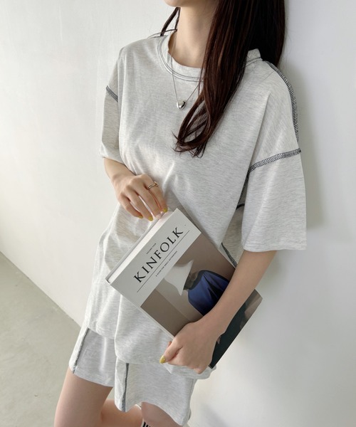 wears(ウェアーズ)の「ステッチデザイン無地セットアップルームウェア リラックスウェア(ルームウェア/パジャマ・レディース・ライトグレー/ブラック/オレンジ・FREE)」の8枚目の写真
