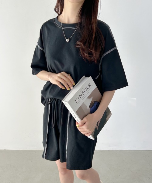 wears(ウェアーズ)の「ステッチデザイン無地セットアップルームウェア リラックスウェア(ルームウェア/パジャマ・レディース・ライトグレー/ブラック/オレンジ・FREE)」の22枚目の写真