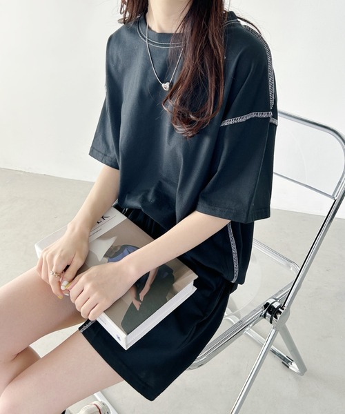wears(ウェアーズ)の「ステッチデザイン無地セットアップルームウェア リラックスウェア(ルームウェア/パジャマ・レディース・ライトグレー/ブラック/オレンジ・FREE)」の18枚目の写真