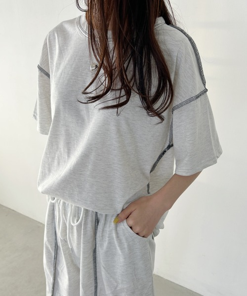 wears(ウェアーズ)の「ステッチデザイン無地セットアップルームウェア リラックスウェア(ルームウェア/パジャマ・レディース・ライトグレー/ブラック/オレンジ・FREE)」の11枚目の写真