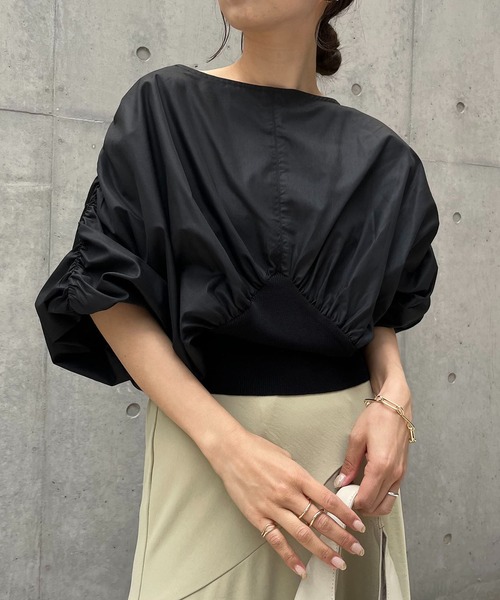 CAPRICIEUX LE'MAGE（カプリシューレマージュ）の「リブ切替パフブラウス（シャツ/ブラウス・レディース・ブラック/ホワイト/ベージュ・FREE）」の13枚目の写真