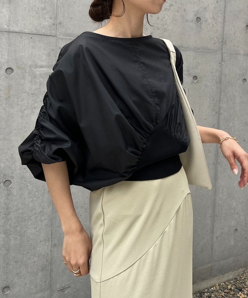 CAPRICIEUX LE'MAGE（カプリシューレマージュ）の「リブ切替パフブラウス（シャツ/ブラウス・レディース・ブラック/ホワイト/ベージュ・FREE）」の15枚目の写真