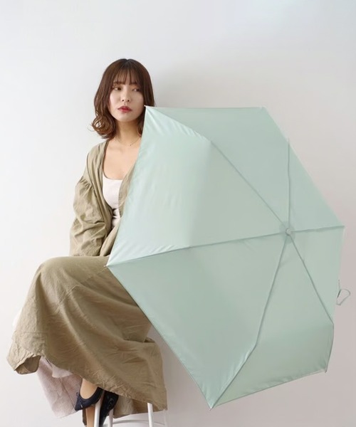 nifty colors（ニフティーカラーズ）の「【nifty colors】晴雨兼用 折りたたみ 耐風 ピーチドロップミニ55 1660（折りたたみ傘・レディース・ネイビー/ホワイト/ライトグリーン/グレー/ブラック/ライトピンク・FREE）」の4枚目の写真