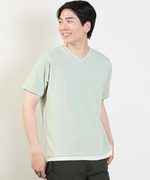 TAKA-Q（タカキュー）の「タカキュー リップル フェイクVネック半袖Tシャツ（Tシャツ/カットソー・メンズ）」