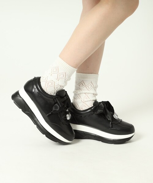 cs T&P(シーエスティーアンドピー)の「キラキラ厚底スニーカー(スニーカー・レディース・ホワイト/ブラック・S/M/L/LL)」の5枚目の写真