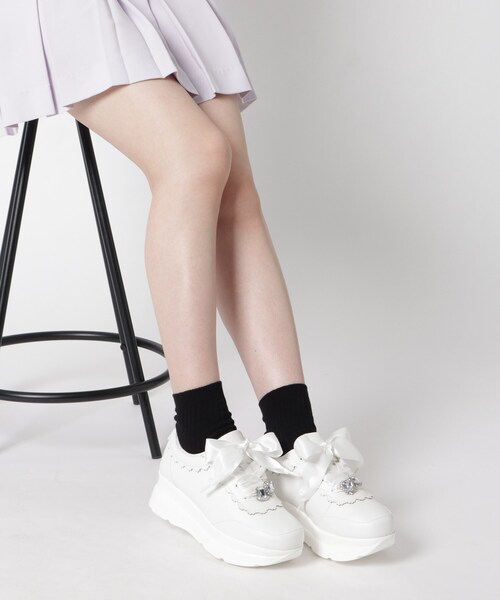 cs T&P(シーエスティーアンドピー)の「キラキラ厚底スニーカー(スニーカー・レディース・ホワイト/ブラック・S/M/L/LL)」の2枚目の写真