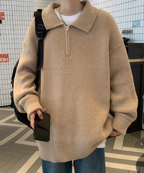 B.R.U(ブル)の「オーバーニットハーフジップトップス(ニット/セーター・メンズ・ブラウン/ブラック/グレー・FREE)」の10枚目の写真