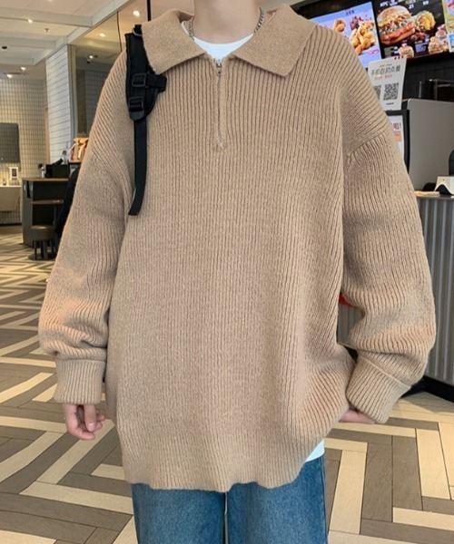 B.R.U(ブル)の「オーバーニットハーフジップトップス(ニット/セーター・メンズ・ブラウン/ブラック/グレー・FREE)」の19枚目の写真