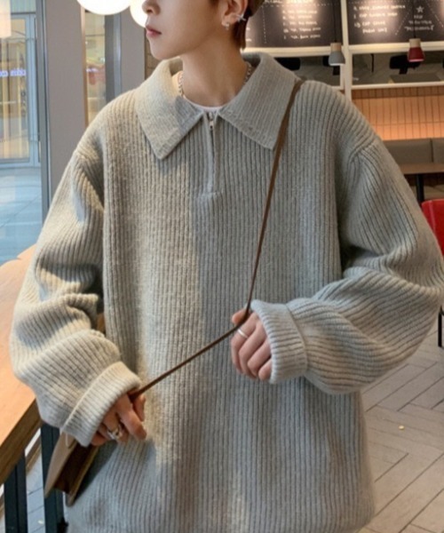 B.R.U(ブル)の「オーバーニットハーフジップトップス(ニット/セーター・メンズ・ブラウン/ブラック/グレー・FREE)」の11枚目の写真