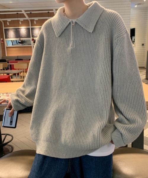 B.R.U(ブル)の「オーバーニットハーフジップトップス(ニット/セーター・メンズ・ブラウン/ブラック/グレー・FREE)」の16枚目の写真