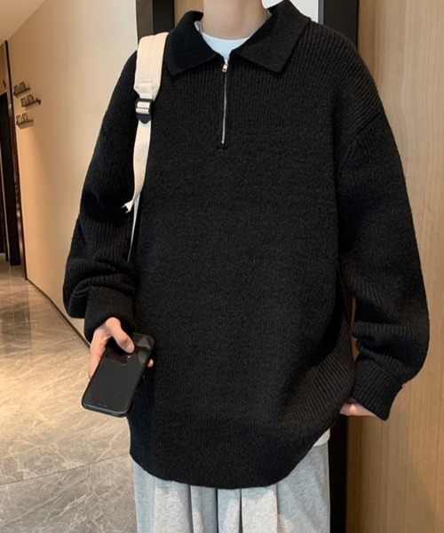 B.R.U(ブル)の「オーバーニットハーフジップトップス(ニット/セーター・メンズ・ブラウン/ブラック/グレー・FREE)」の21枚目の写真