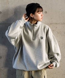 【ZIP FIVE】 サイドライン ワンポイント 刺繍 ハーフジップ スウェット トレーナー