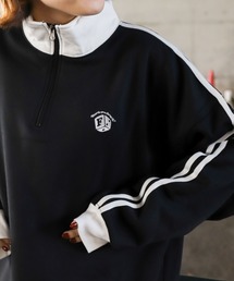 【ZIP FIVE】 サイドライン ワンポイント 刺繍 ハーフジップ スウェット トレーナー