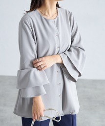 ラッフルスリーブノーカラージャケット