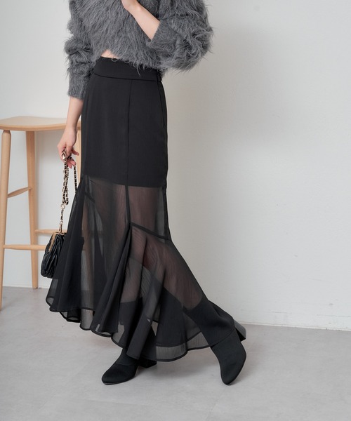 CHICWISH★イレヘムレースレイヤードラッフルスカート☆ axes femme スカート ペチ付イレヘムレーススカート : ZOZOTOWN