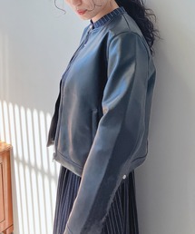 AS KNOW AS plus | ☆ノーカラーライダースジャケット　【2023AWアイテム】(ライダースジャケット)