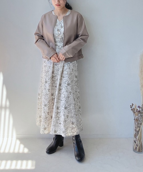 AS KNOW AS plus(アズノゥアズプラス)の「☆ノーカラーライダースジャケット 【2023AWアイテム】(ライダースジャケット・レディース・ブラック/アイボリー/グレイッシュベージュ・FREE)」の13枚目の写真