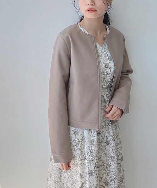 AS KNOW AS plus(アズノゥアズプラス)の「☆ノーカラーライダースジャケット 【2023AWアイテム】(ライダースジャケット・レディース・ブラック/アイボリー/グレイッシュベージュ・FREE)」の11枚目の写真