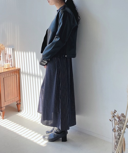 AS KNOW AS plus(アズノゥアズプラス)の「☆ノーカラーライダースジャケット 【2023AWアイテム】(ライダースジャケット・レディース・ブラック/アイボリー/グレイッシュベージュ・FREE)」の16枚目の写真