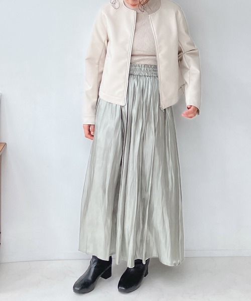 AS KNOW AS plus(アズノゥアズプラス)の「☆ノーカラーライダースジャケット 【2023AWアイテム】(ライダースジャケット・レディース・ブラック/アイボリー/グレイッシュベージュ・FREE)」の21枚目の写真