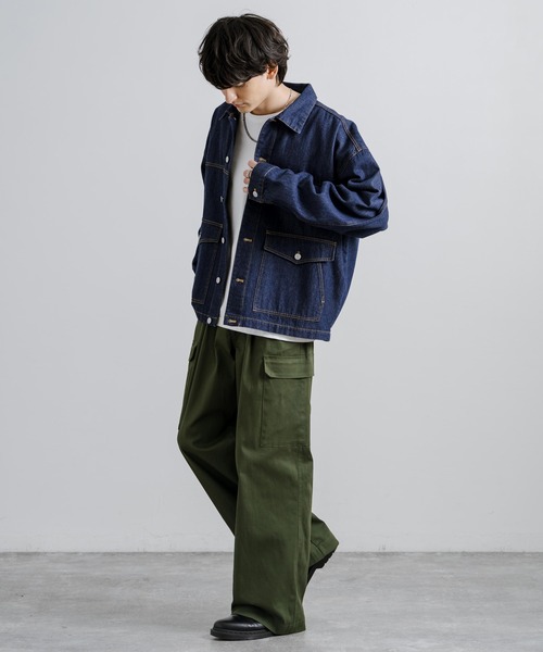 Rocky Monroe(ロッキーモンロー)の「ワイドストレートミリタリーカーゴパンツ(カーゴパンツ・メンズ・カーキ/ブラック/ベージュ/ホワイト・M/L/XL)」の6枚目の写真