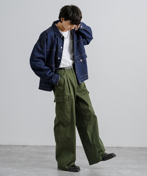 Rocky Monroe(ロッキーモンロー)の「ワイドストレートミリタリーカーゴパンツ(カーゴパンツ・メンズ・カーキ/ブラック/ベージュ/ホワイト・M/L/XL)」の7枚目の写真