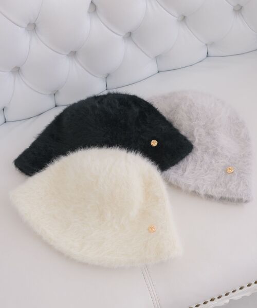 casita(RETRO GIRL)(カシータ)の「シャギーハット(ハット・レディース・ライトグレー/オフホワイト/ブラック・ONE SIZE)」の2枚目の写真