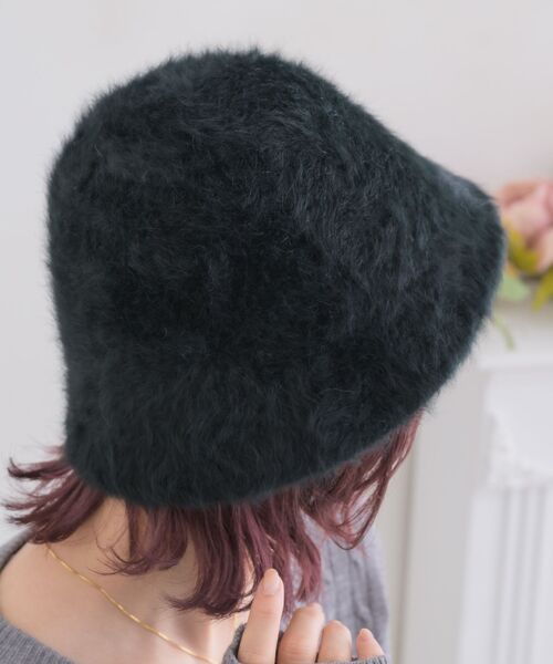 casita(RETRO GIRL)(カシータ)の「シャギーハット(ハット・レディース・ライトグレー/オフホワイト/ブラック・ONE SIZE)」の6枚目の写真